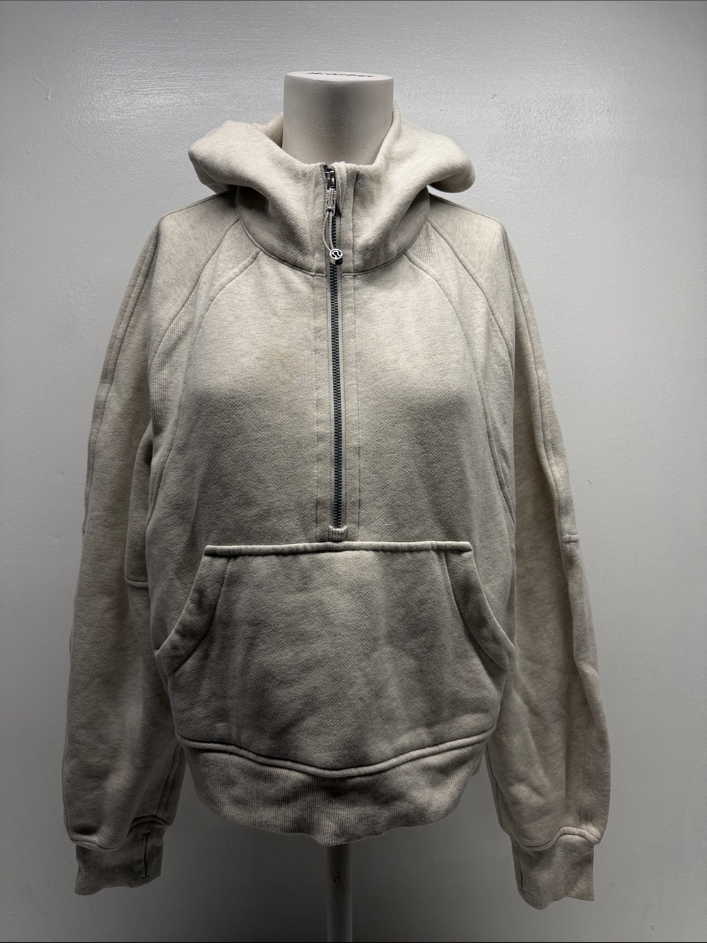 Lululemon Scuba Oversized Half Zip Hoodie Sweatshirt Cotton Ribbed Ivory M / L